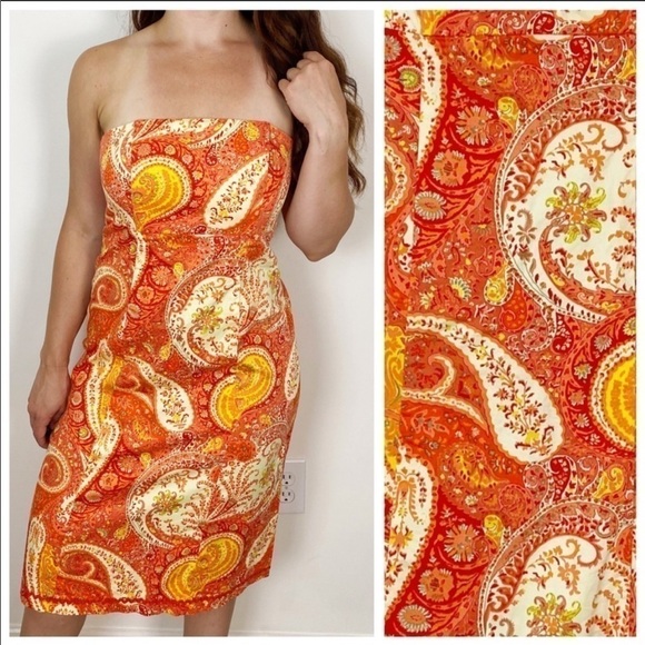 VTG Y2K VS MODA International Paisley Floral Strapless Open Back Dress Trendy - Picture 1 of 9